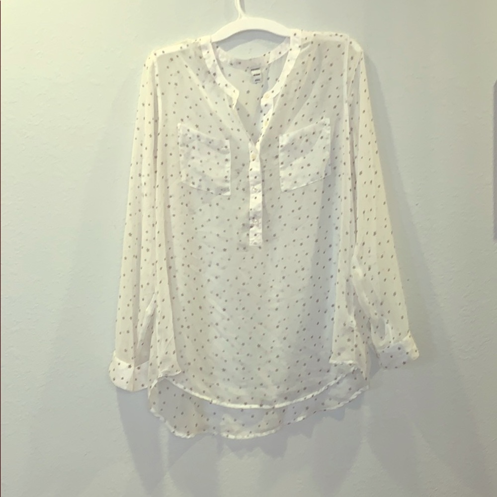 Sheer white star XL top